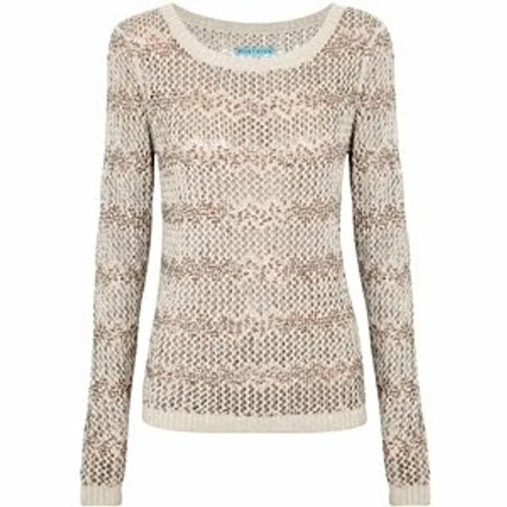 ALICE + OLIVIA SWEATER Top BRENNA CROCHET EMBELLISHED SEQUINS Gold Tan Large‎